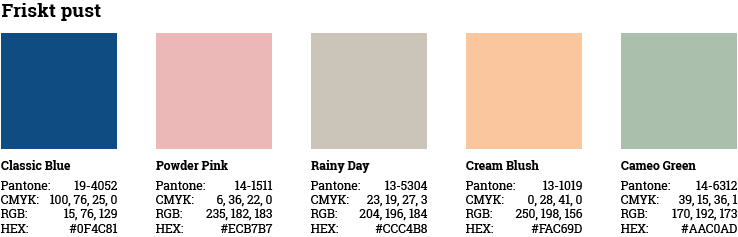 Forslag til brug af årets pantone farve